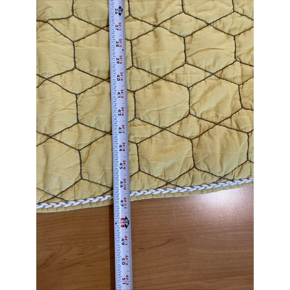 Pottery Barn Kids West Elm Yellow Gold Gray Honeycomb Crib Nursery Quilt